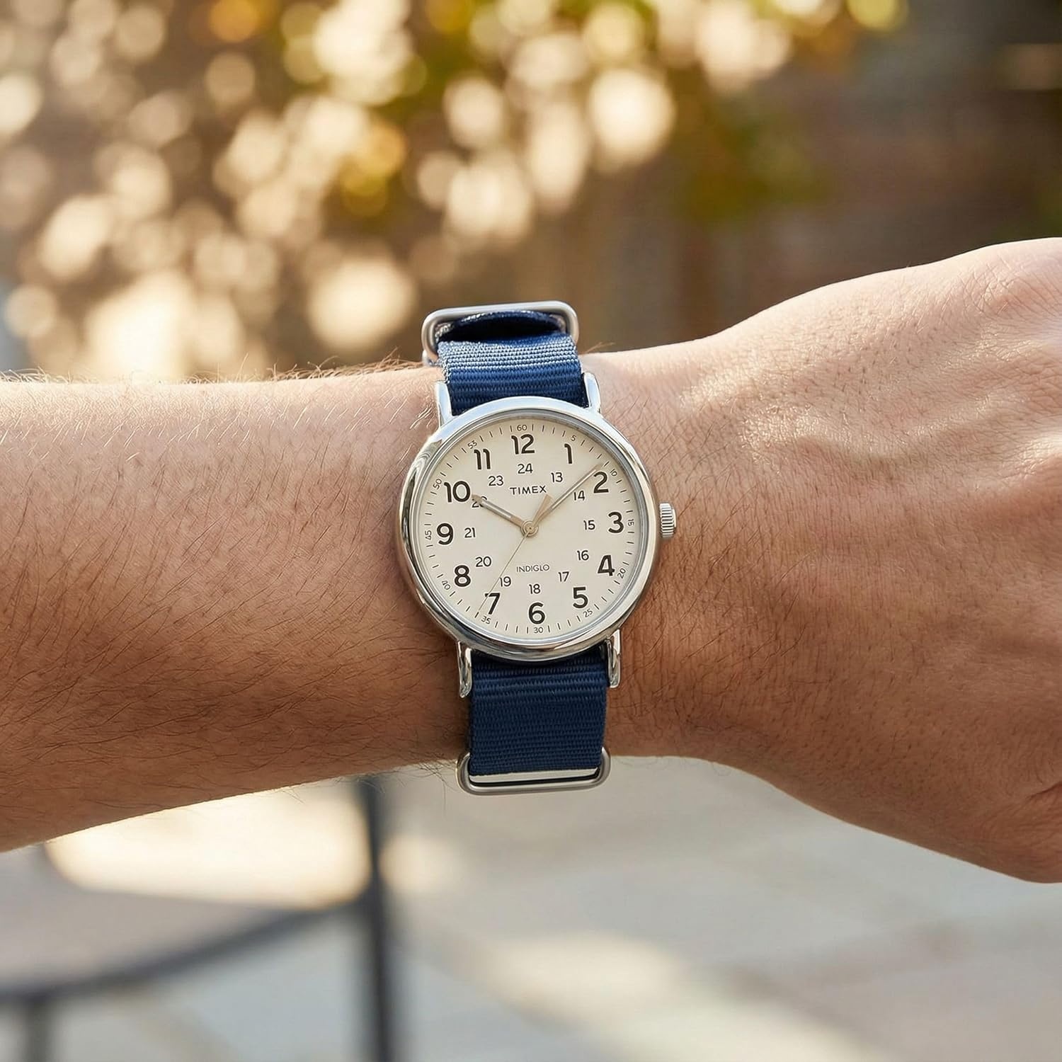 image:imageTimex Mens Weekender 40mm WatchBlueCreamSilverTone