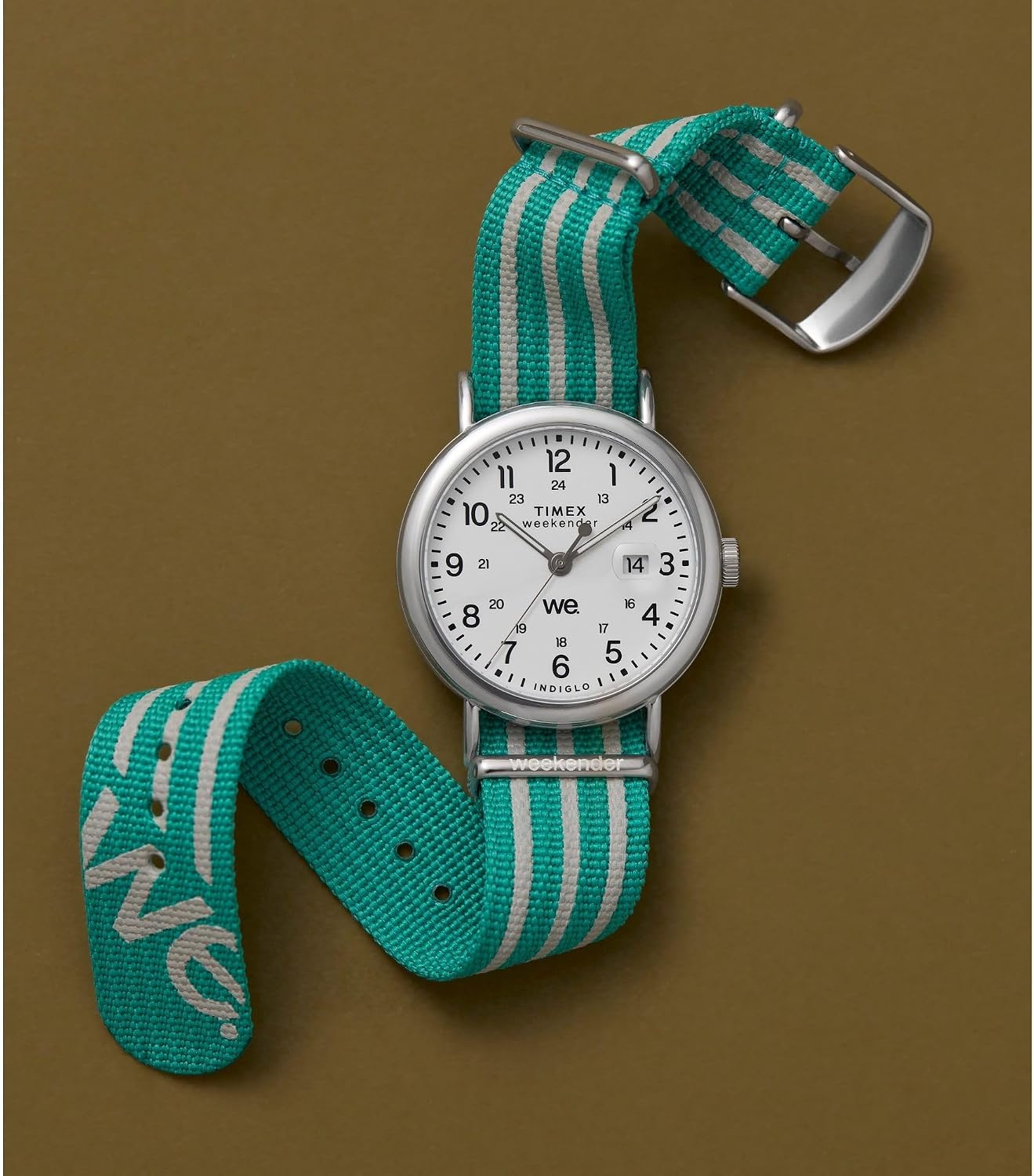 image:imageTimex Mens Weekender 40mm WatchGreenSilverToneWhite