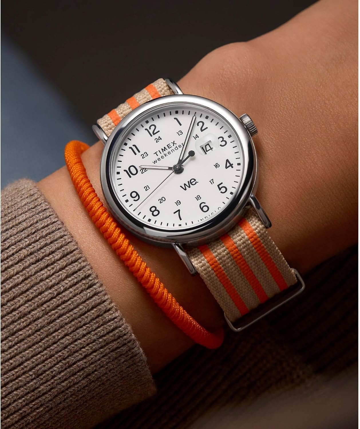 image:imageTimex Mens Weekender 40mm WatchTanSilverToneWhite