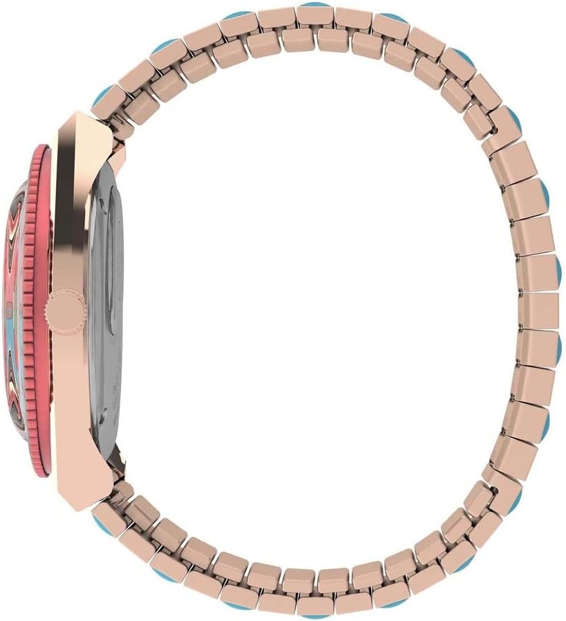 image:imageTimex Q Malibu Womens 36mm Watch GoldTone Case Black Dial with Orange amp GoldTone Stainless Steel Expansion BandRose GoldBluePink
