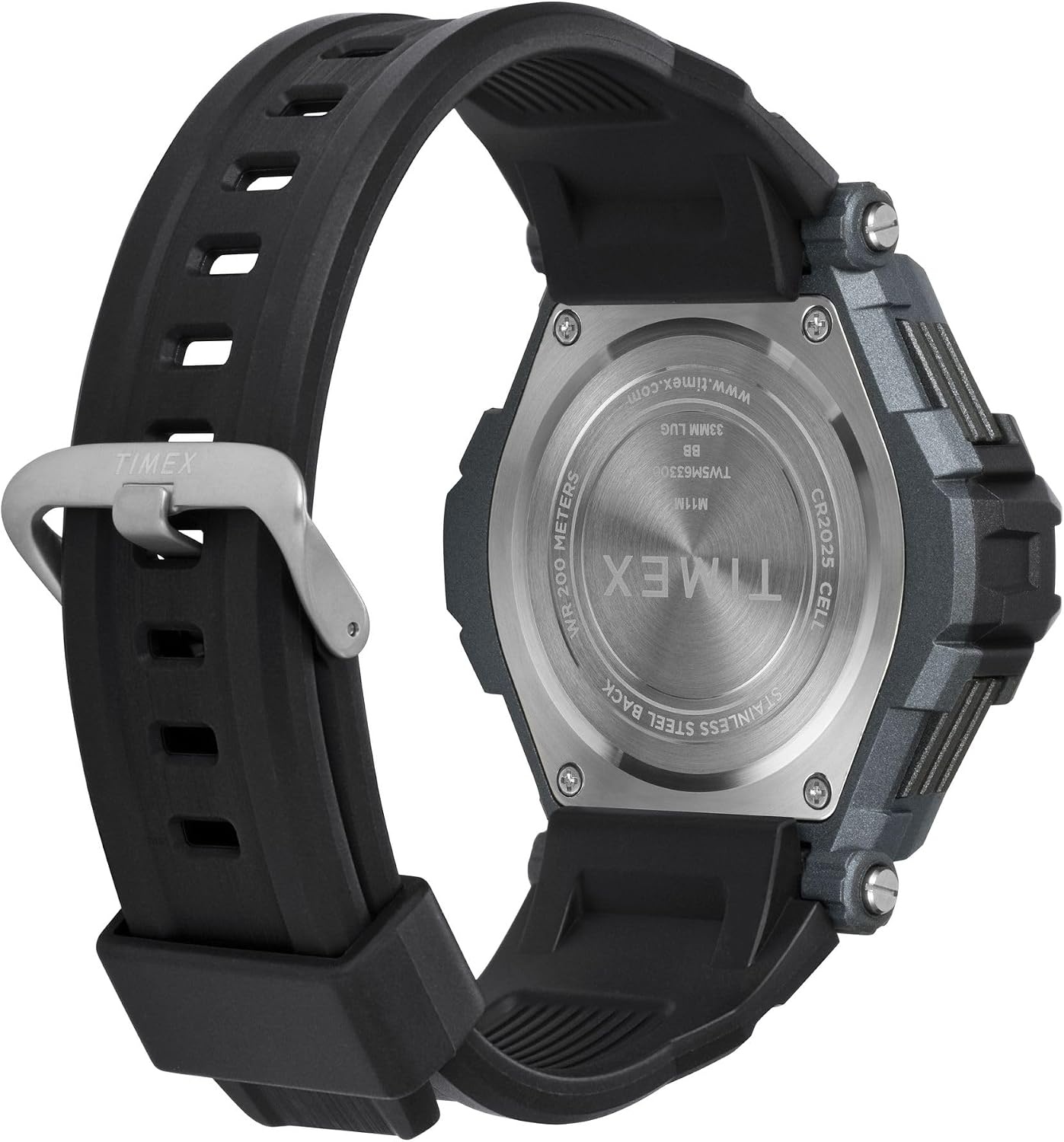 image:imageTimex Unisex Digital 52mm WatchBlackBlackDigitalSilver Top Ring