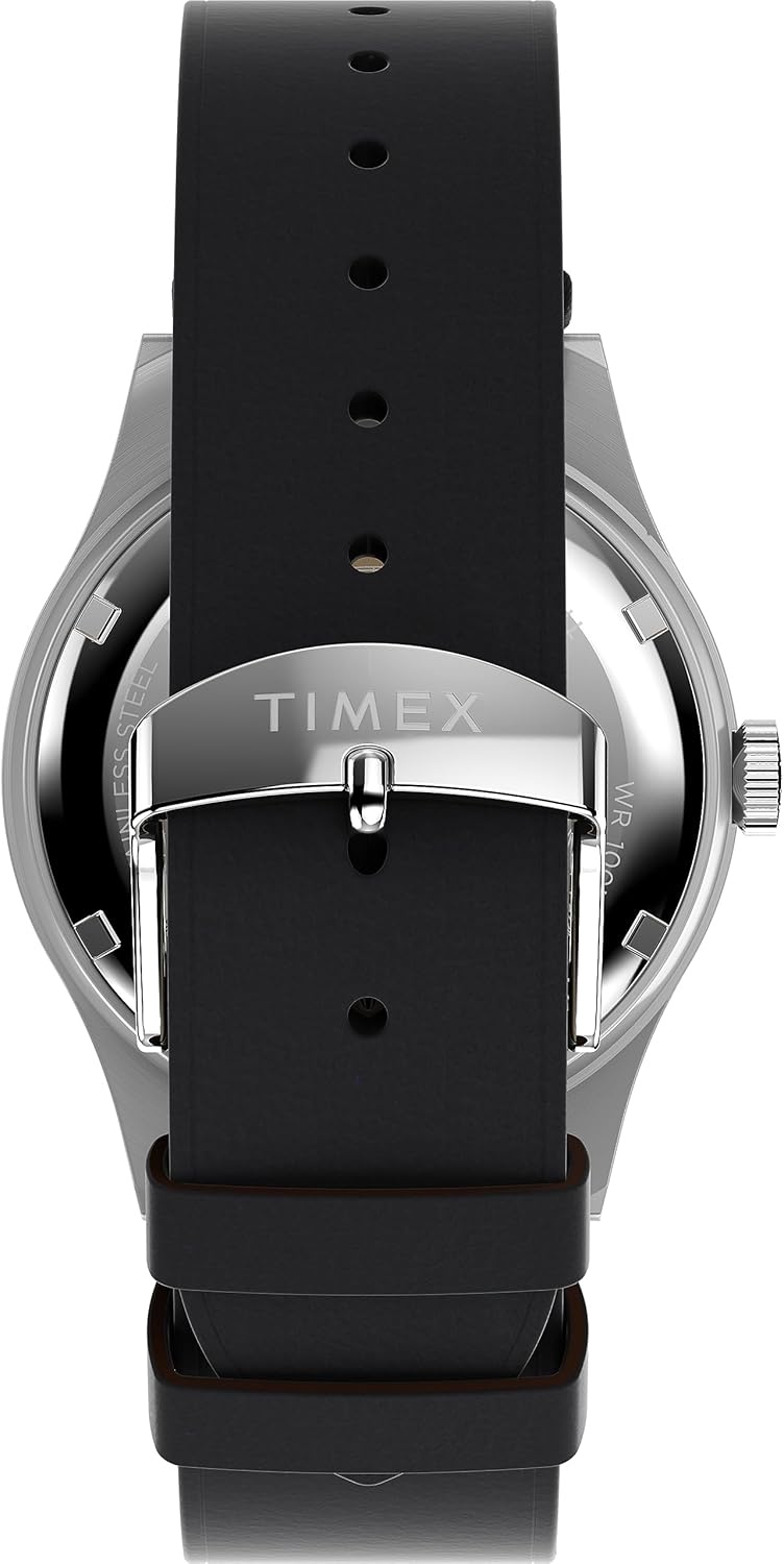 image:imageTimex Waterbury 39mm Mens Analog Watch Durable Stainless Steel Case Day and Date Window Durable Design 100M Water ResistanceBlackStainless SteelBlack
