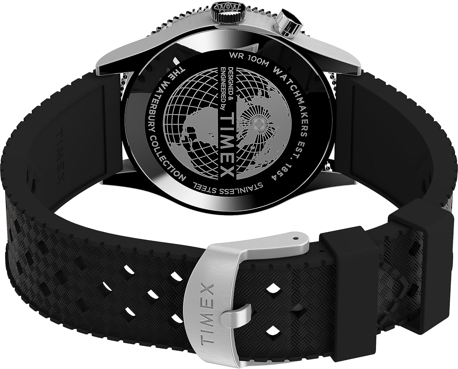 image:imageTimex Waterbury 39mm Mens Analog Watch Durable Stainless Steel Case Day and Date Window Durable Design 100M Water ResistanceBlackStainless SteelBlackBlue