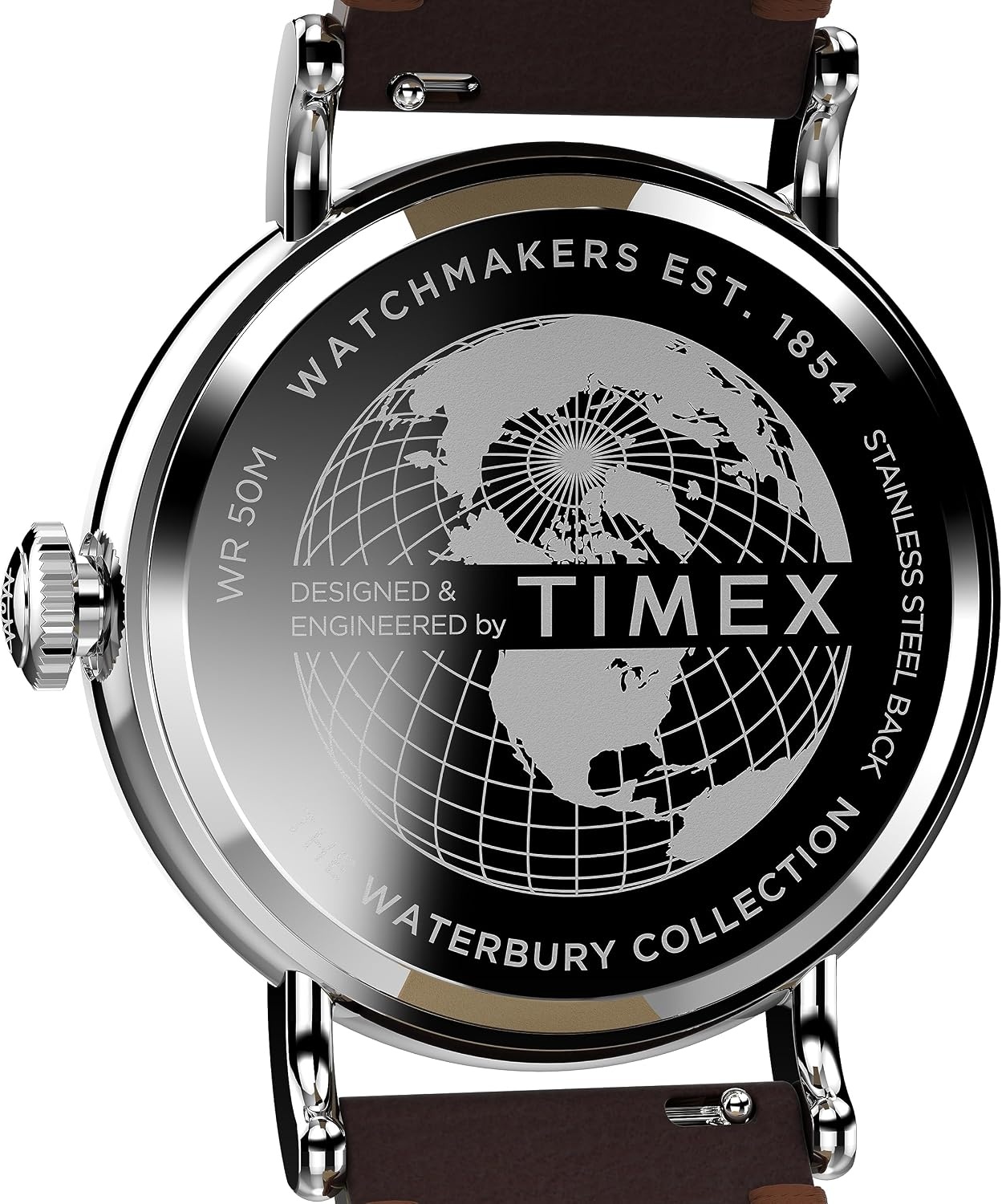 image:imageTimex Waterbury 39mm Mens Analog Watch Durable Stainless Steel Case Day and Date Window Durable Design 100M Water ResistanceBrownSilverToneBlue
