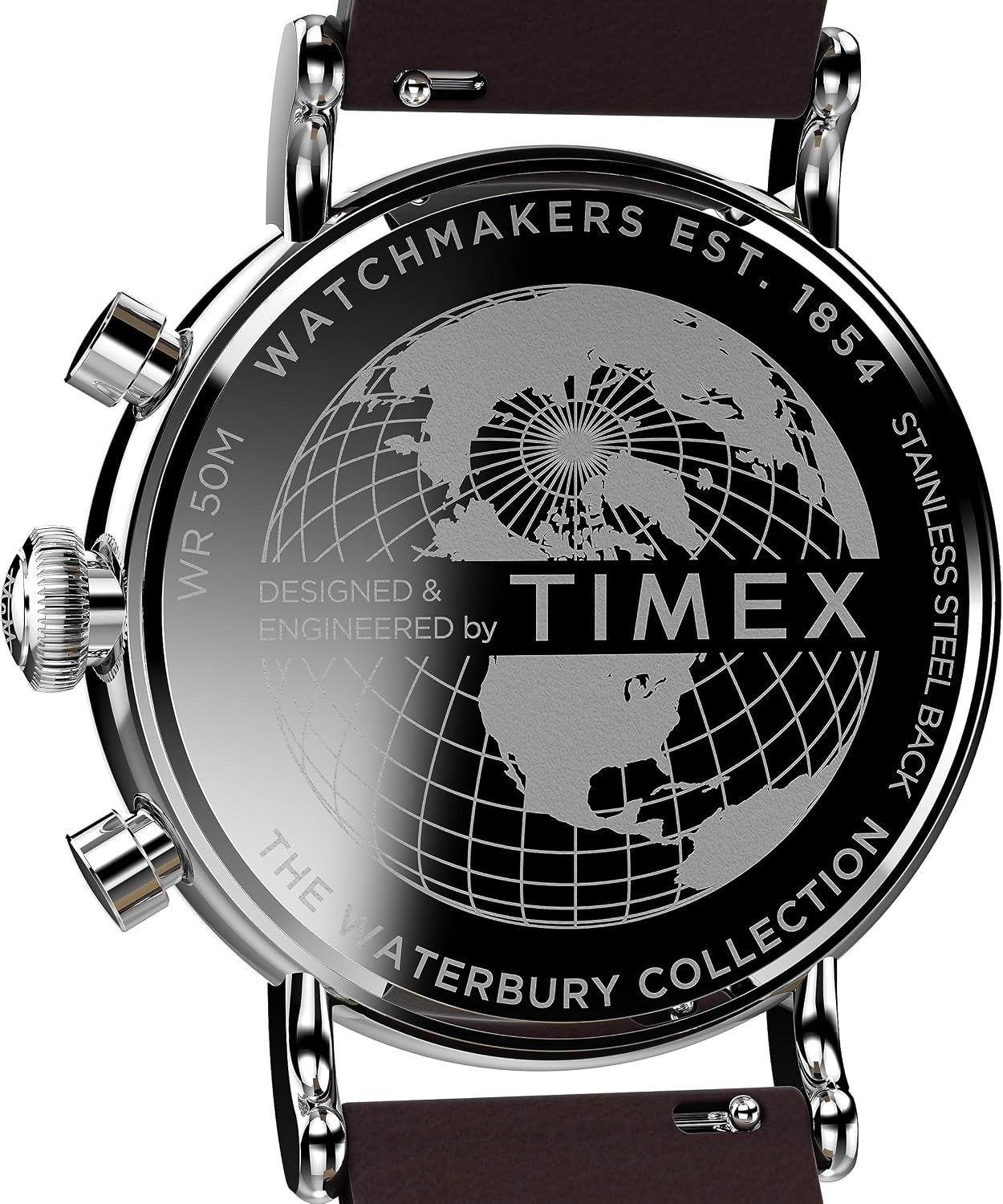 image:imageTimex Waterbury 39mm Mens Analog Watch Durable Stainless Steel Case Day and Date Window Durable Design 100M Water ResistanceBrownSilverToneSilverTone
