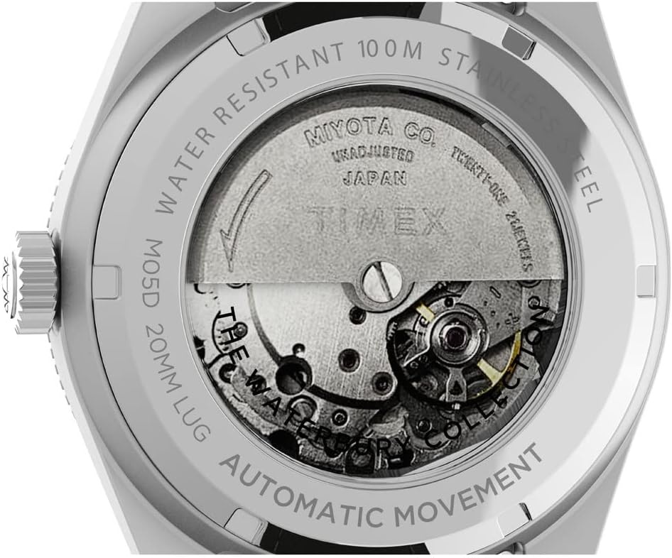 image:imageTimex Waterbury 39mm Mens Analog Watch Durable Stainless Steel Case Day and Date Window Durable Design 100M Water ResistanceBrownStainless SteelGreen