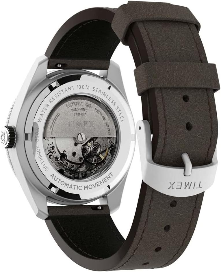 image:imageTimex Waterbury 39mm Mens Analog Watch Durable Stainless Steel Case Day and Date Window Durable Design 100M Water ResistanceBrownStainless SteelGreen