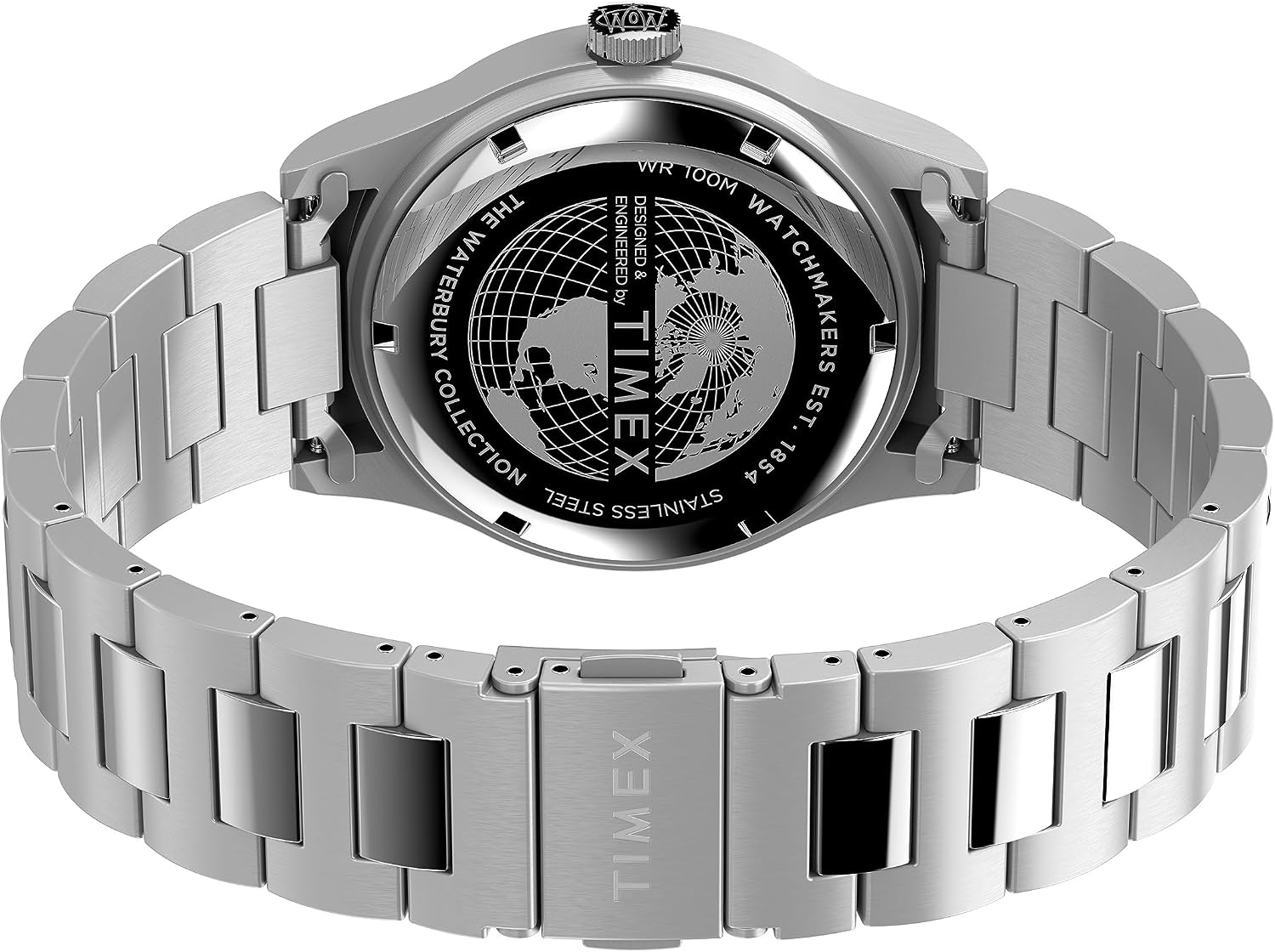image:imageTimex Waterbury 39mm Mens Analog Watch Durable Stainless Steel Case Day and Date Window Durable Design 100M Water ResistanceStainless SteelStainless SteelBlack