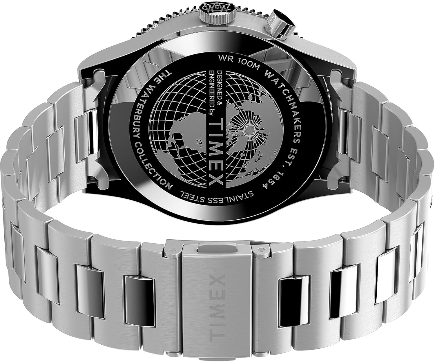 image:imageTimex Waterbury 39mm Mens Analog Watch Durable Stainless Steel Case Day and Date Window Durable Design 100M Water ResistanceStainless SteelStainless SteelBlackRed