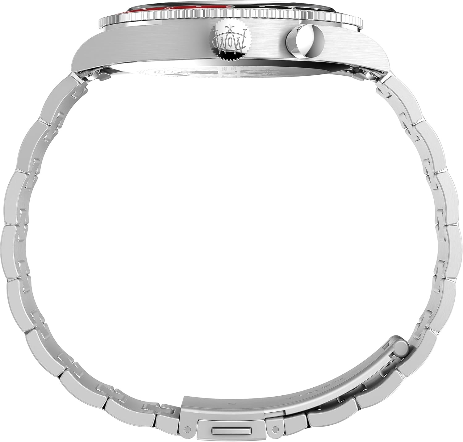 image:imageTimex Waterbury 39mm Mens Analog Watch Durable Stainless Steel Case Day and Date Window Durable Design 100M Water ResistanceStainless SteelStainless SteelBlackRed