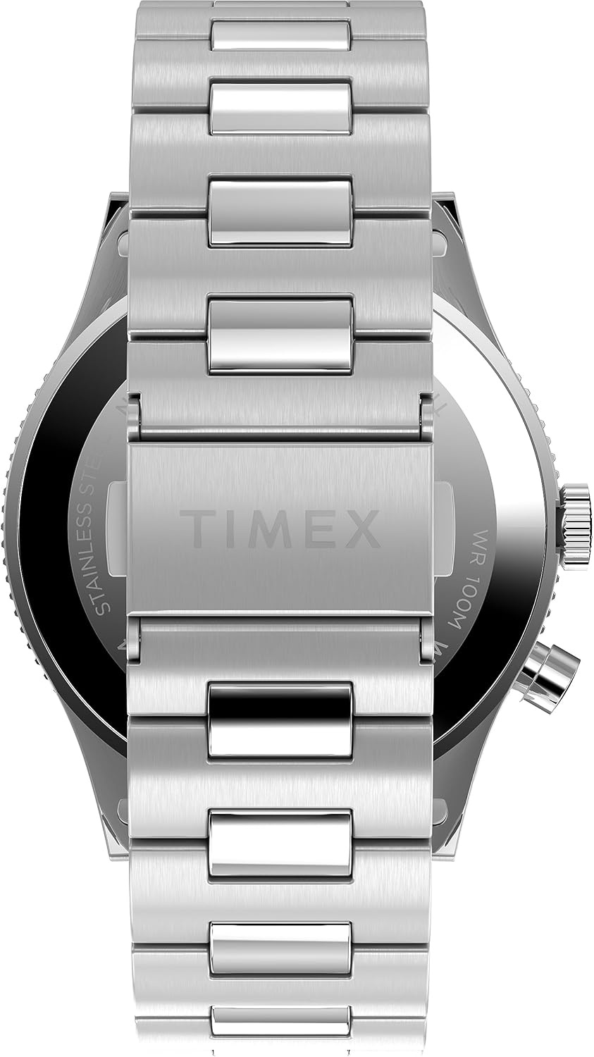 image:imageTimex Waterbury 39mm Mens Analog Watch Durable Stainless Steel Case Day and Date Window Durable Design 100M Water ResistanceStainless SteelStainless SteelBlackRed