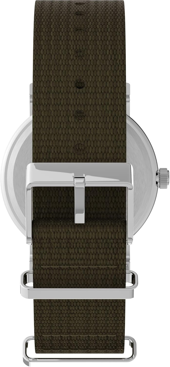 image:imageTimex Weekender 38mm Unisex Analog Watch INDIGLO Backlight Adjustable Durable Nylon Fabric Slip Through Strap 24 Hour TimeGreenSilverToneCream