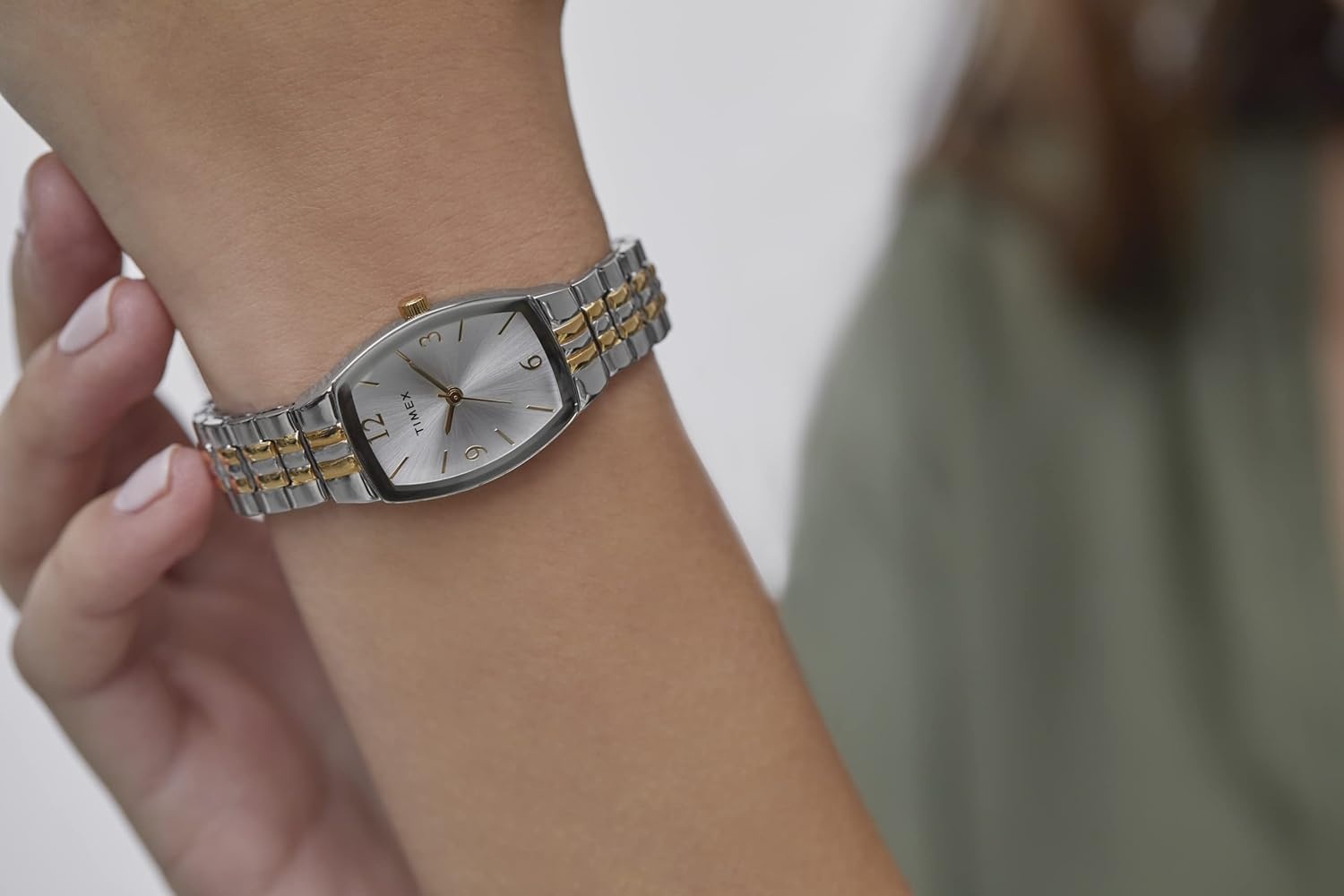 image:imageTimex Womens Dress Tonneau 21mm WatchTwoToneSilverToneSilverTone