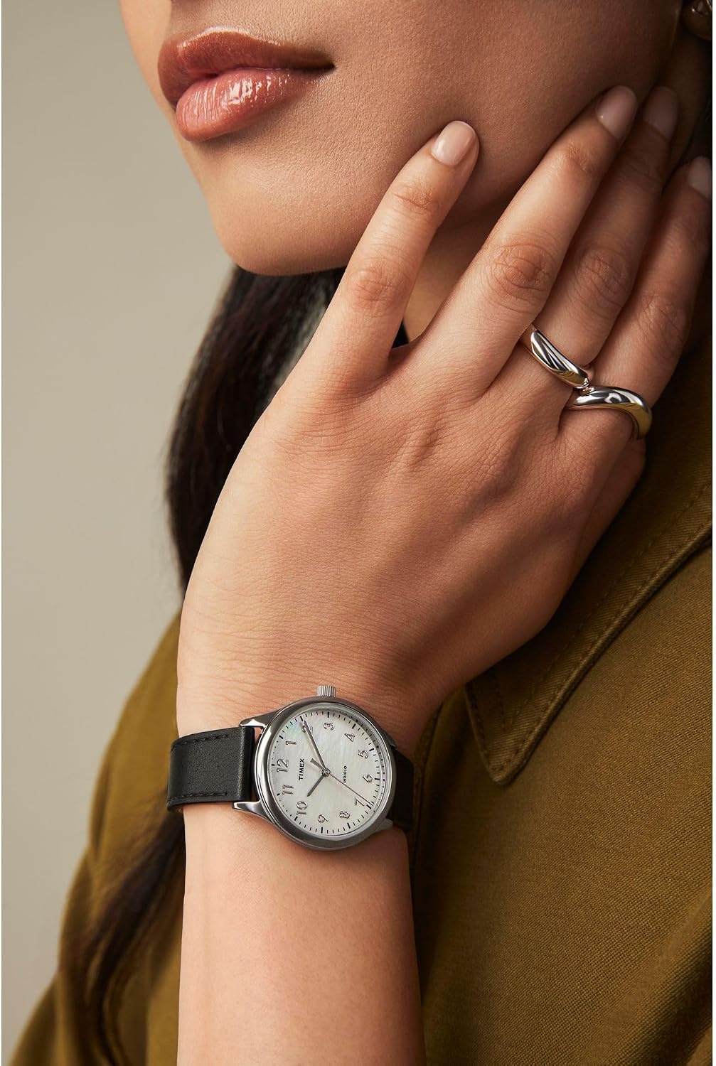 image:imageTimex Womens Easy Reader WatchBlackSilverToneMother of Pearl32mm