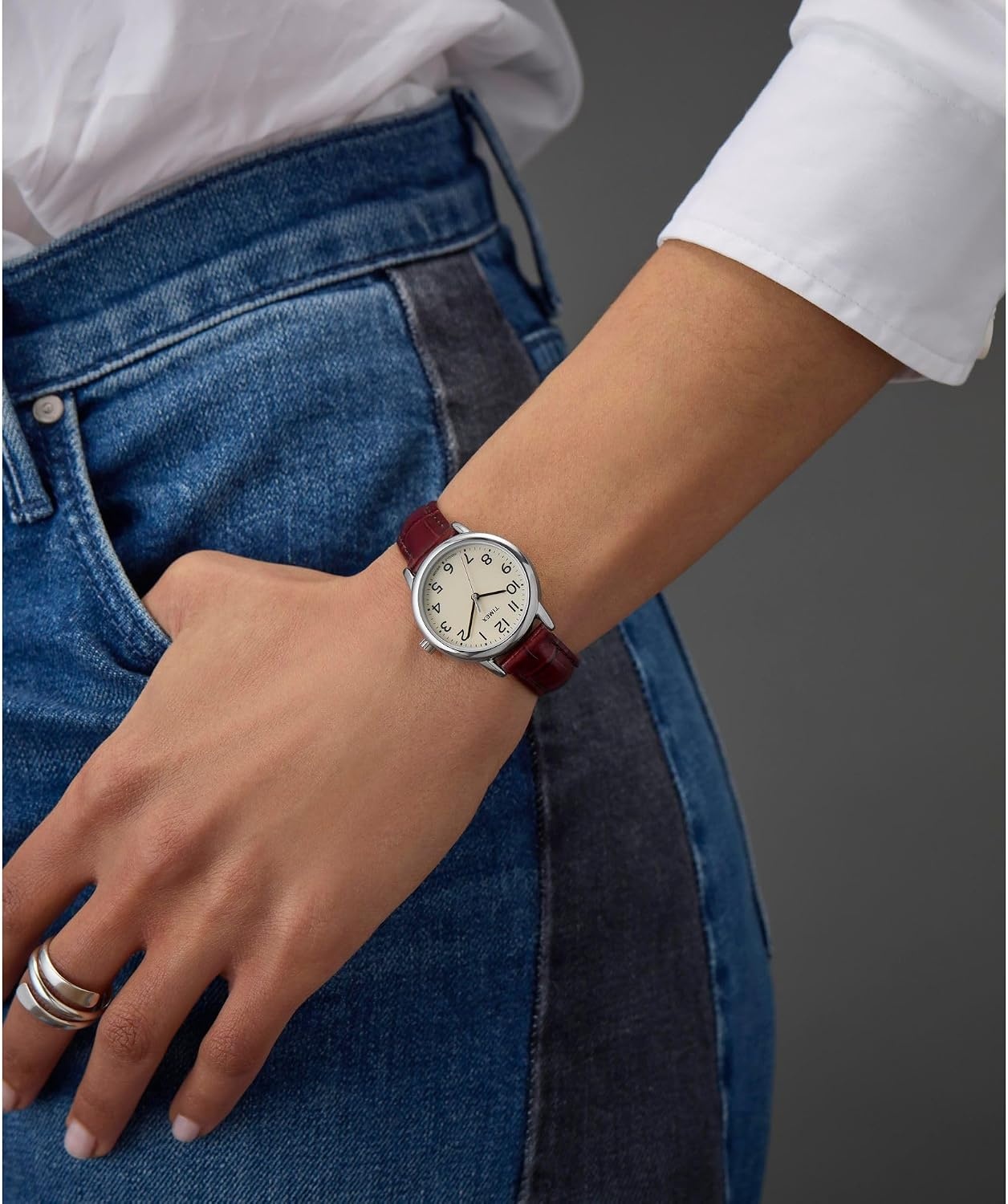 image:imageTimex Womens Easy Reader WatchBrownSilverToneWhite30mm