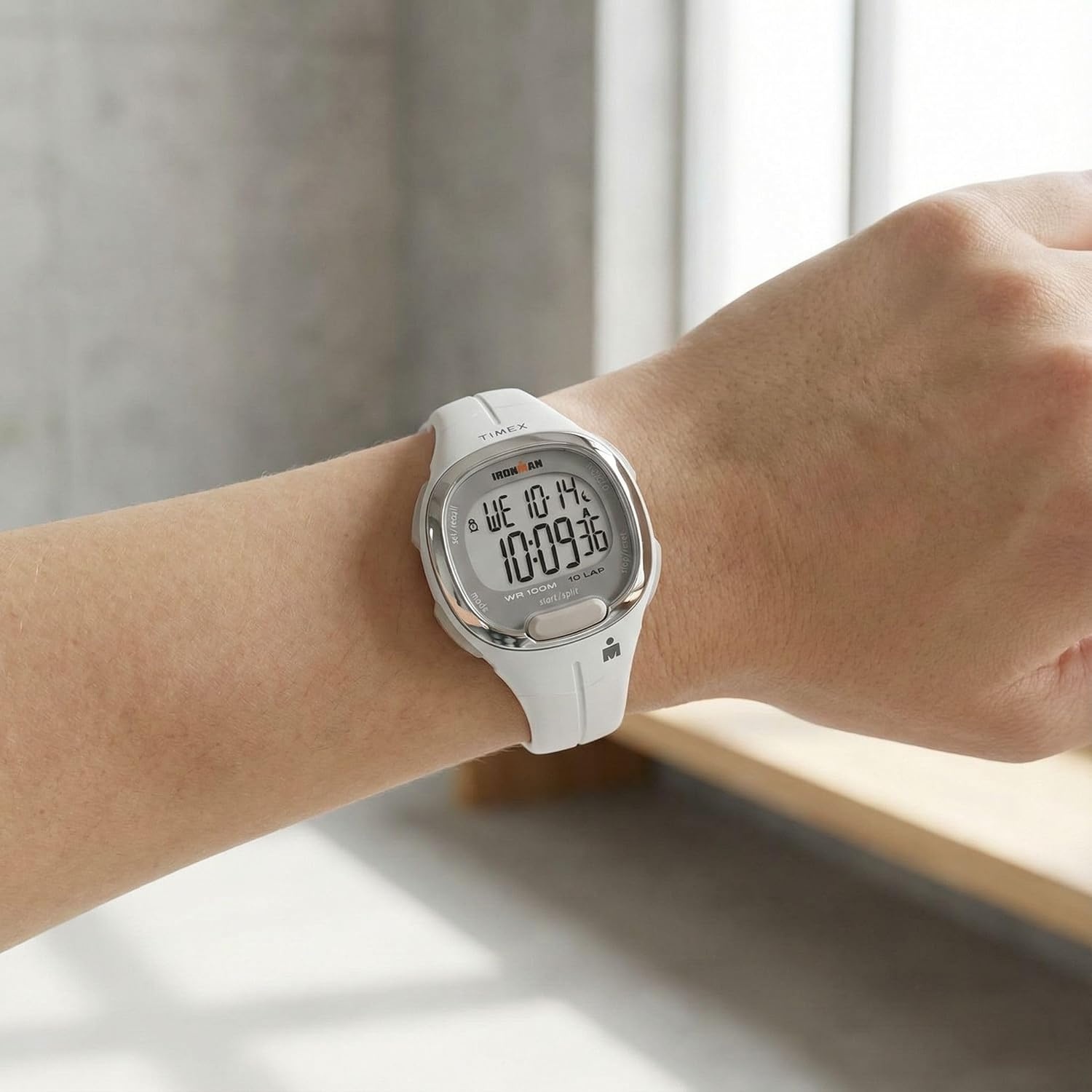 image:imageTimex Womens Ironman Triathlon Transit 33mm Resin Strap WatchWhiteChrometone