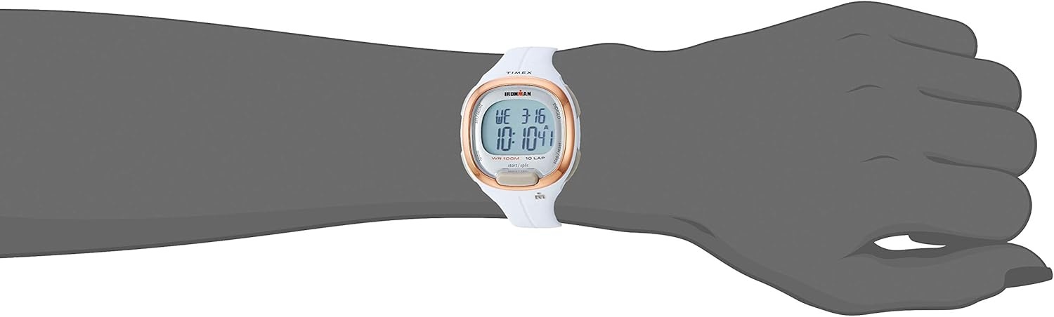 image:imageTimex Womens Ironman Triathlon Transit 33mm Resin Strap WatchWhiteRose GoldTone