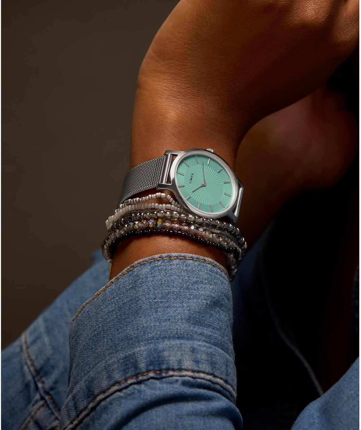 image:imageTimex Womens Transcend 34mm WatchSilverToneSilverToneBlue