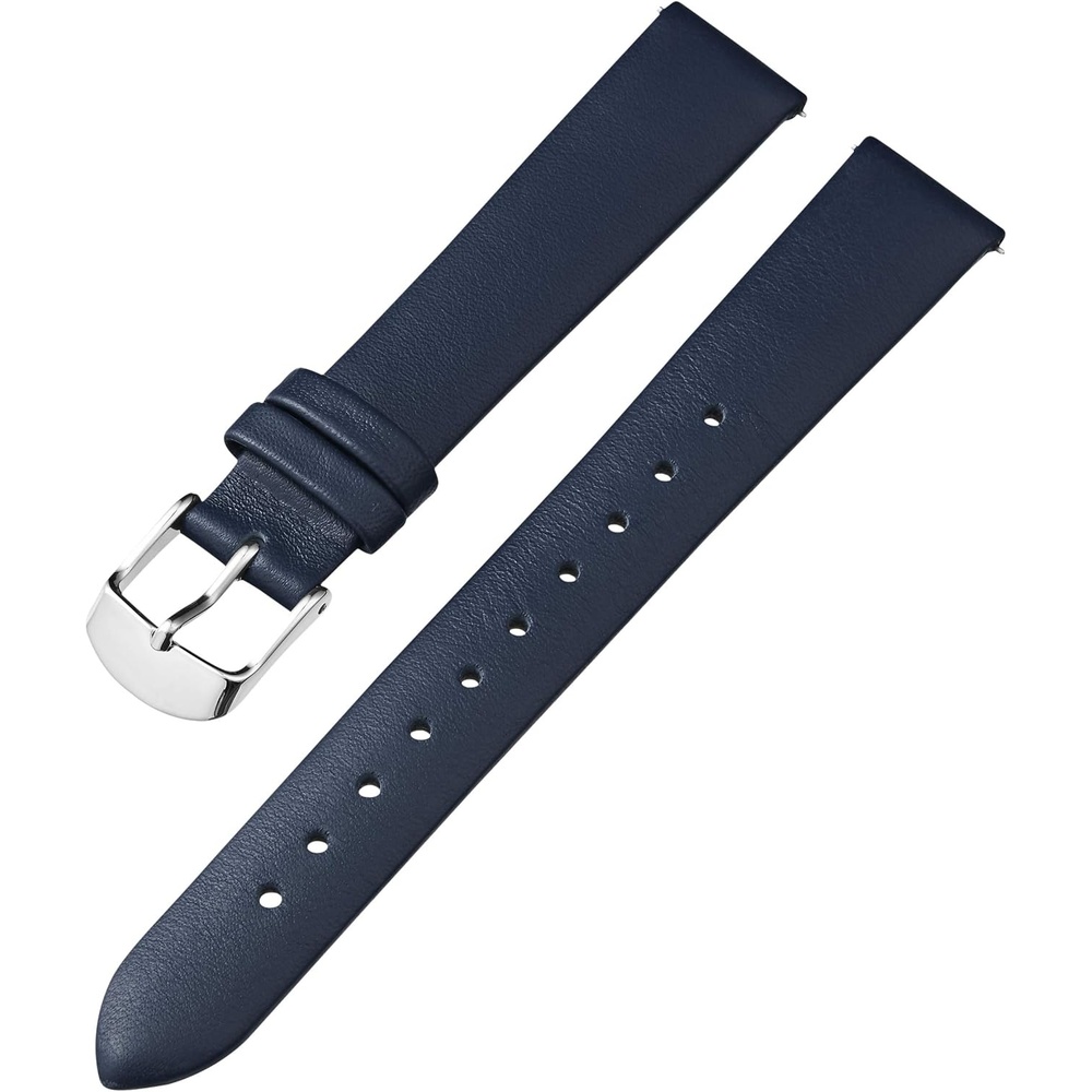 image:imageTimex 16mm Genuine Leather Strap  Blue with SilverTone BuckleBlueSilverTone
