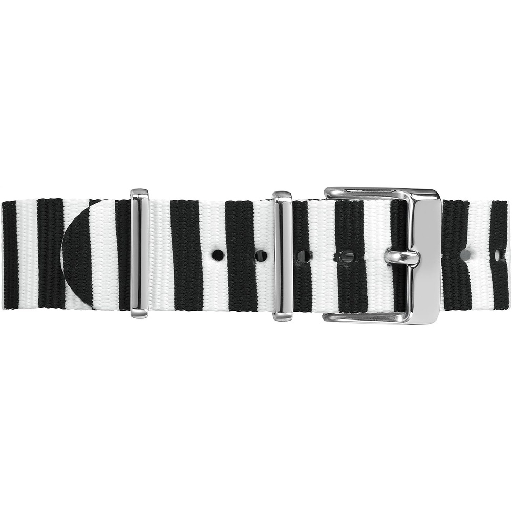 image:imageTimex 18mm DoubleLayered Nylon SlipThru StrapBlackWhite Stripe