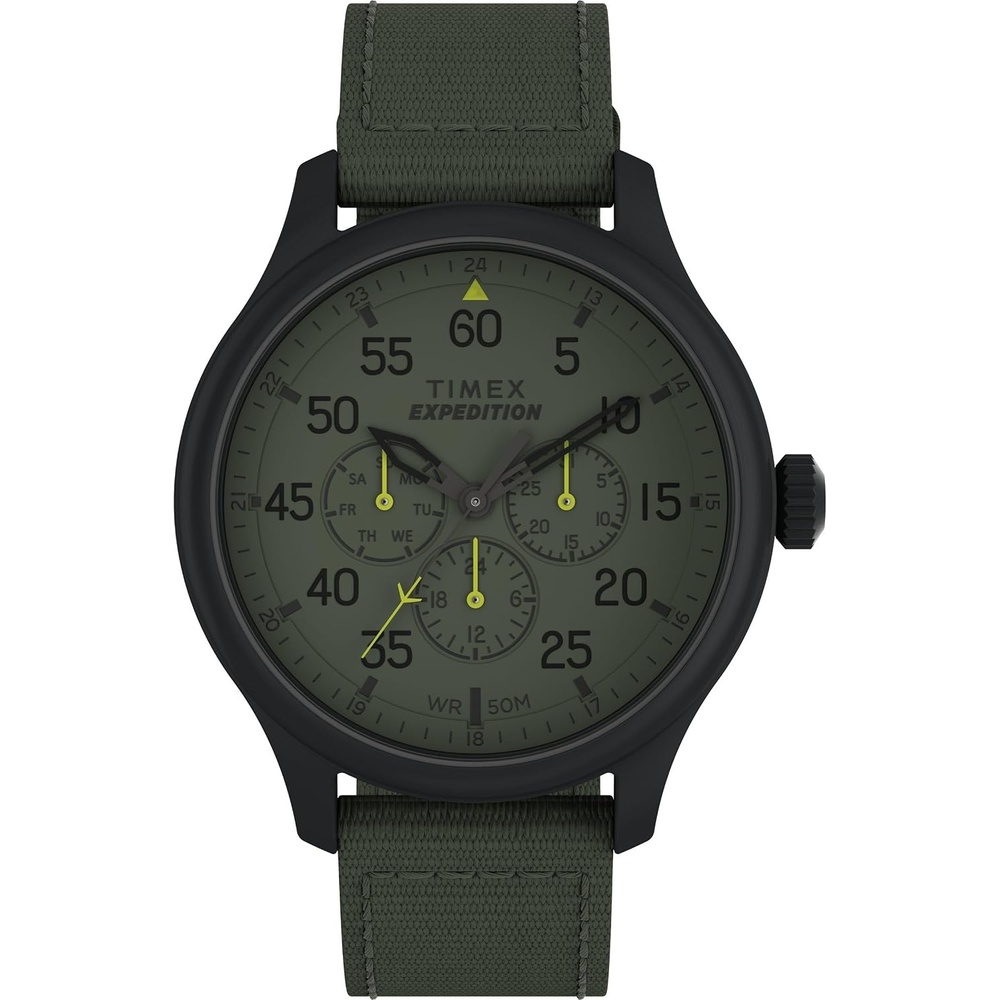 image:imageTimex Expedition Field Chronograph 43mm Mens Analog Watch INDIGLO Backlight Durable Comfortable Adjustable Strap Rugged Outdoor Watch 100M Water ResistanceGreenGreenBlack