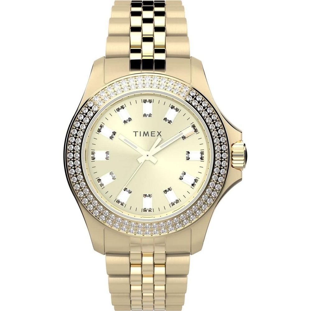 image:imageTimex Kaia 40mm Womens Analog Watch Baguette Crystal Markers Stylish Modern Design 50M Water ResistanceGoldToneGem Stones