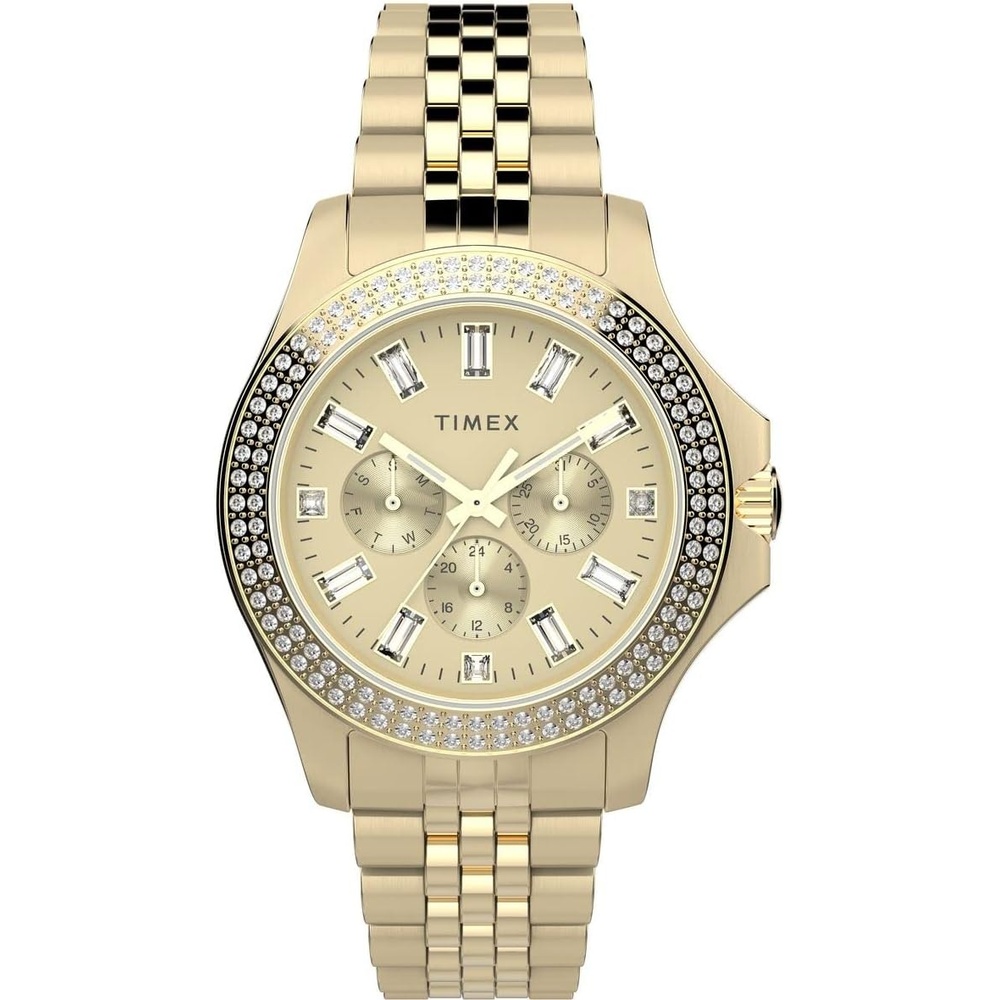 image:imageTimex Kaia 40mm Womens Analog Watch Baguette Crystal Markers Stylish Modern Design 50M Water ResistanceTwoToneWhiteRainbow