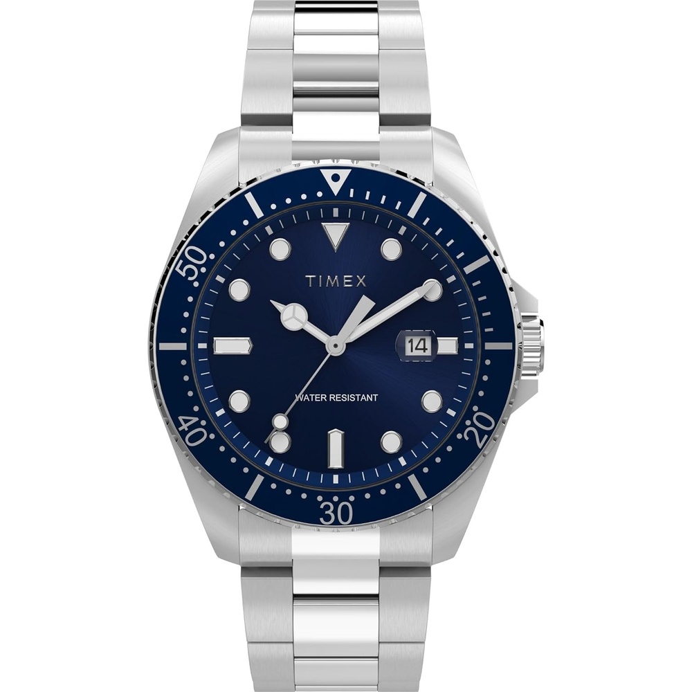 image:imageTimex Mens Dress 42mm WatchSilverToneSilverToneBlue