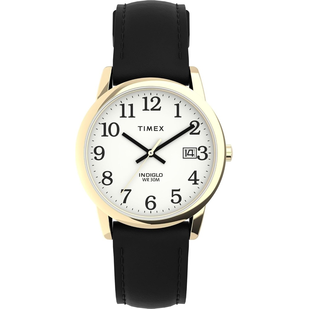 image:imageTimex Mens Easy Reader WatchBlackGoldToneWhite35mm