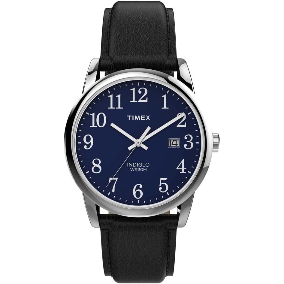 image:imageTimex Mens Easy Reader WatchBlackSilverToneBlue38mm
