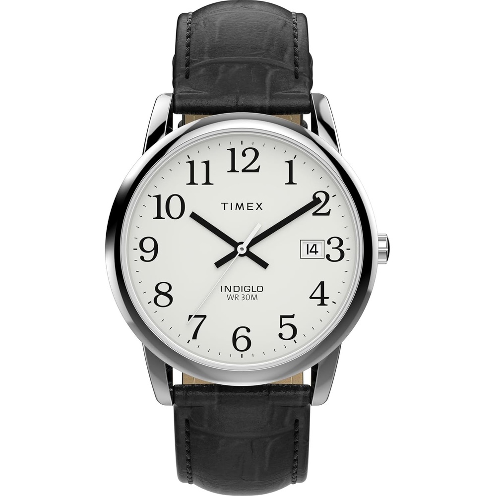 image:imageTimex Mens Easy Reader WatchBlackSilverToneWhite
