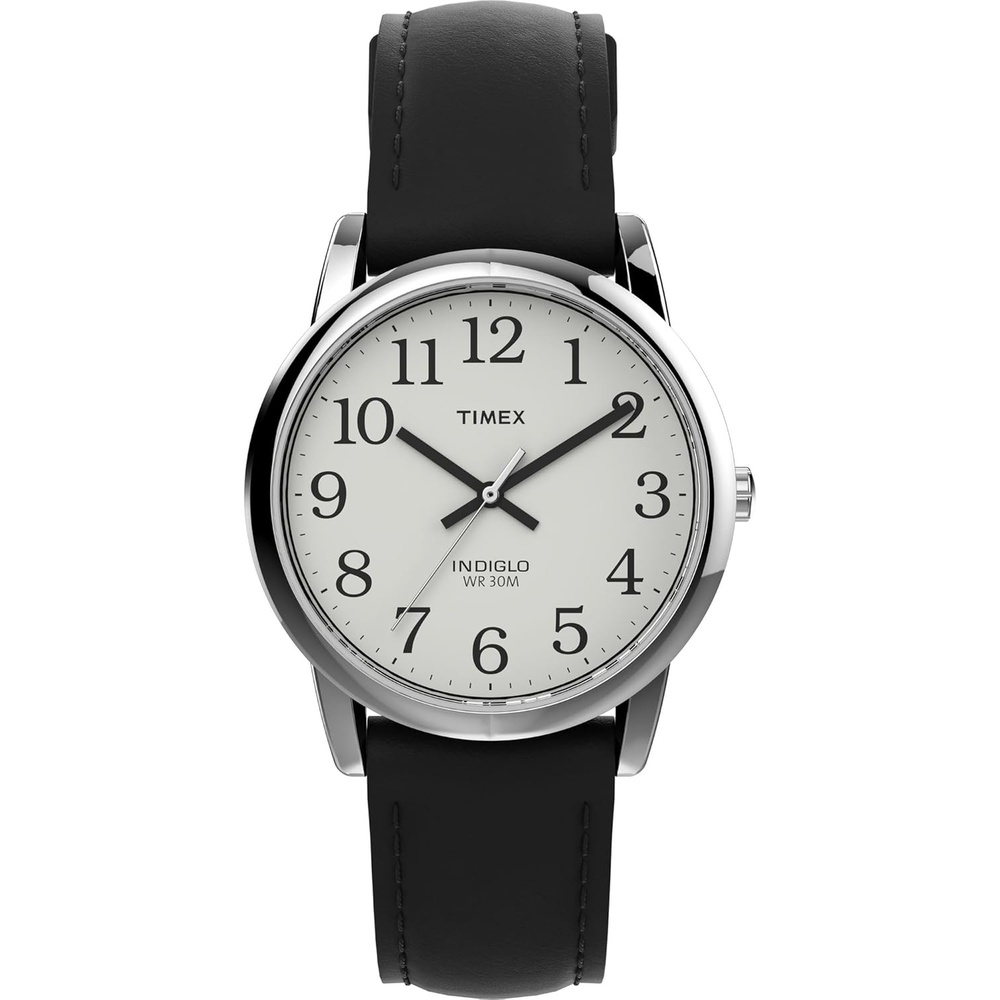 image:imageTimex Mens Easy Reader WatchBlackSilverToneWhiteA35mm
