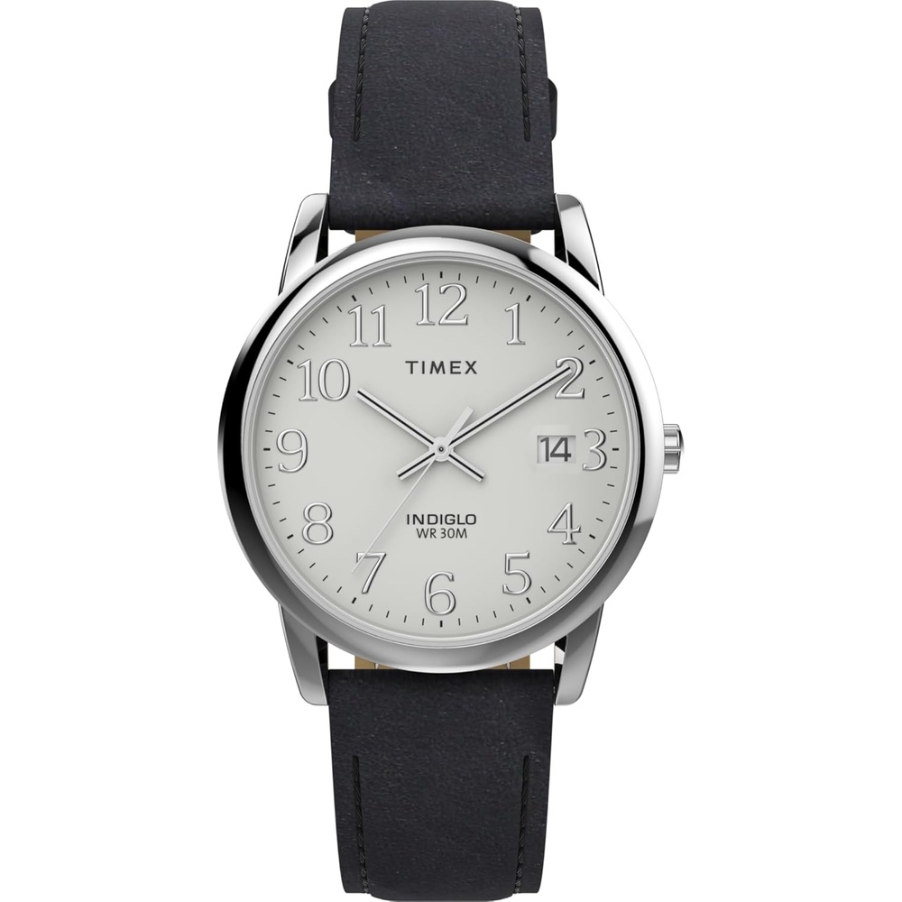 image:imageTimex Mens Easy Reader WatchBlackSilverToneWhiteC35mm
