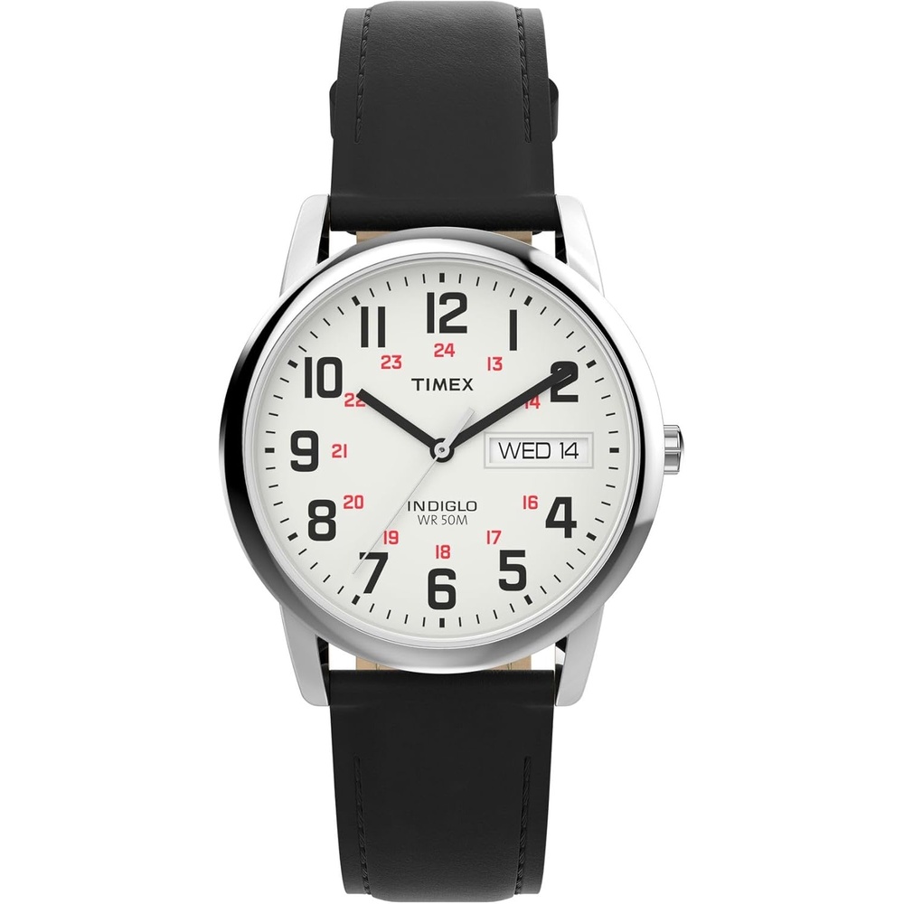 image:imageTimex Mens Easy Reader WatchBlackSilverToneWhiteD35mm