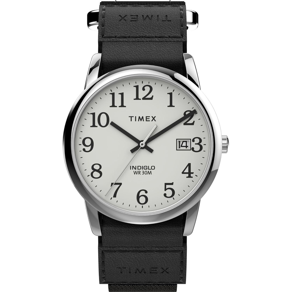 image:imageTimex Mens Easy Reader WatchBlackSilverToneWhiteE35mm