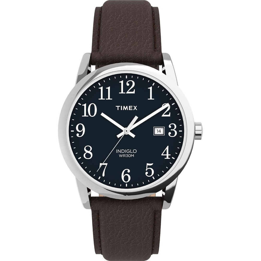 image:imageTimex Mens Easy Reader WatchBrownSilverToneBlueA38mm