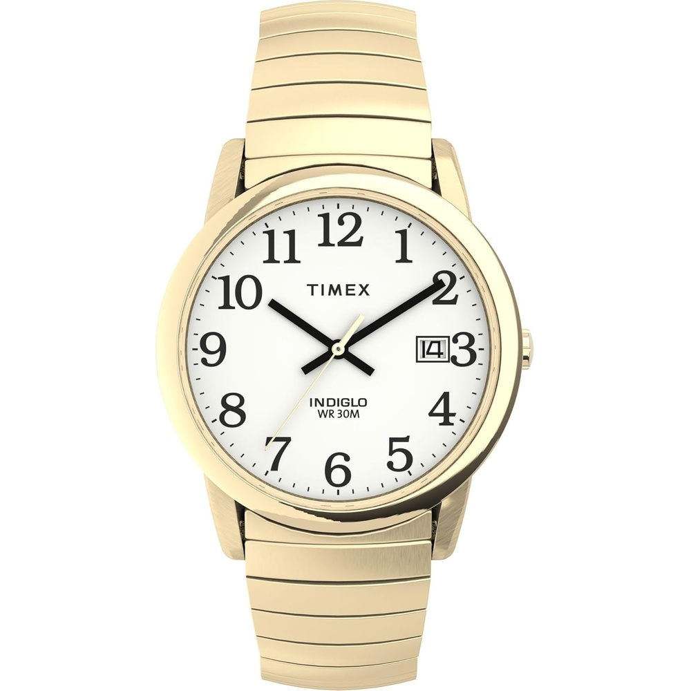 image:imageTimex Mens Easy Reader WatchGoldToneGoldToneWhiteA35mm