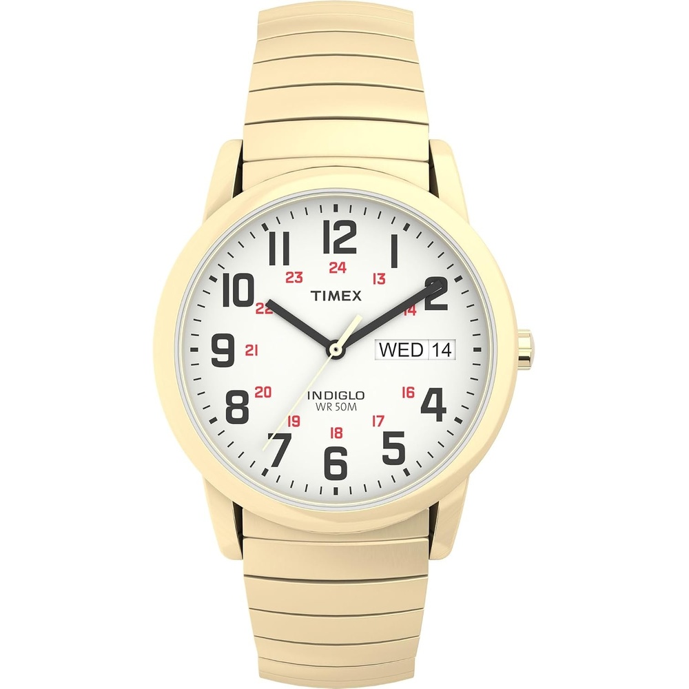 image:imageTimex Mens Easy Reader WatchGoldToneGoldToneWhiteB35mm