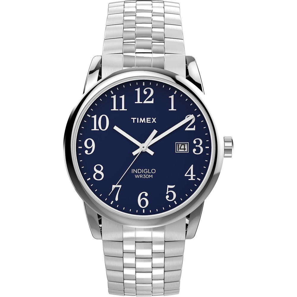 image:imageTimex Mens Easy Reader WatchSilverToneSilverToneBlue38mm