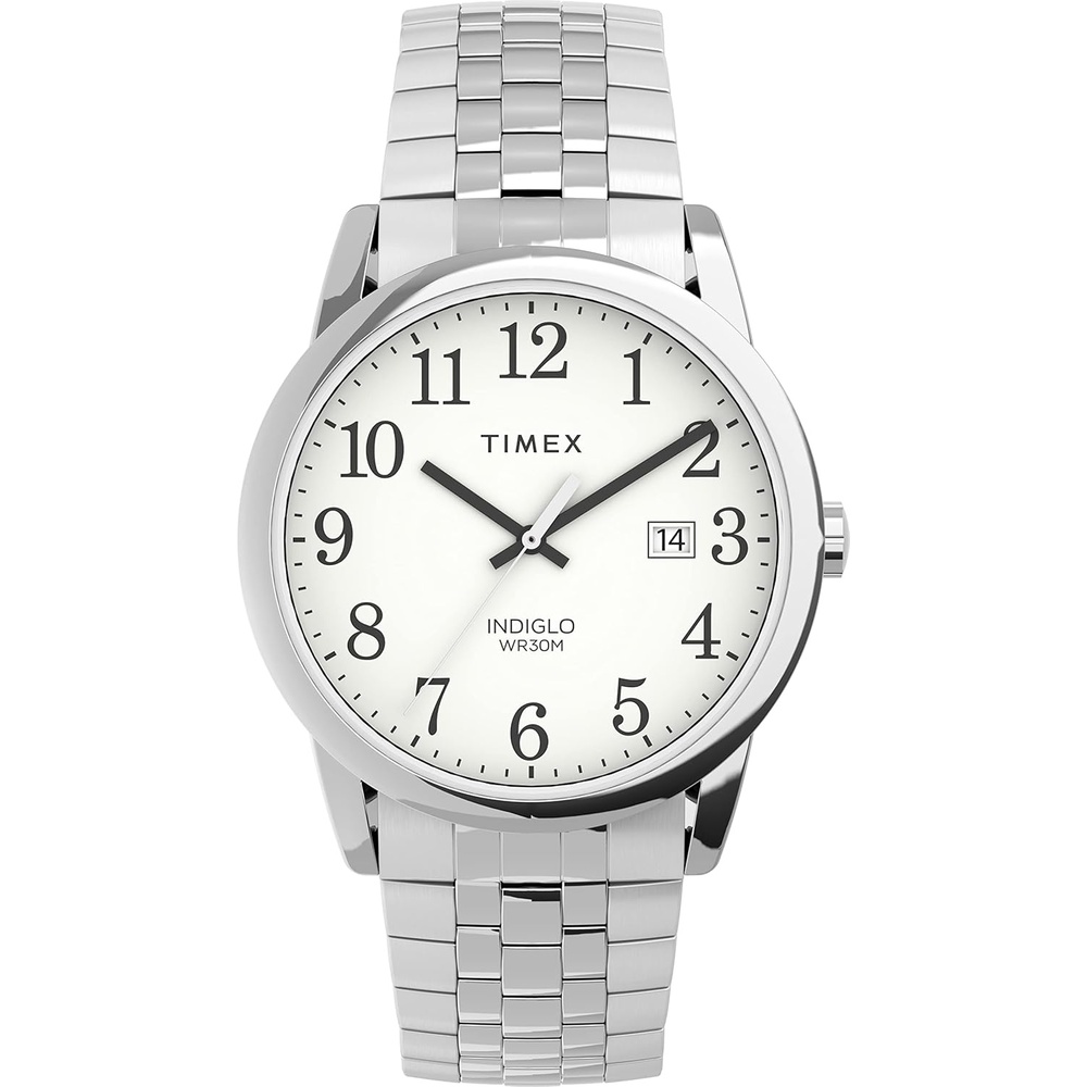 image:imageTimex Mens Easy Reader WatchSilverToneSilverToneWhite38mm