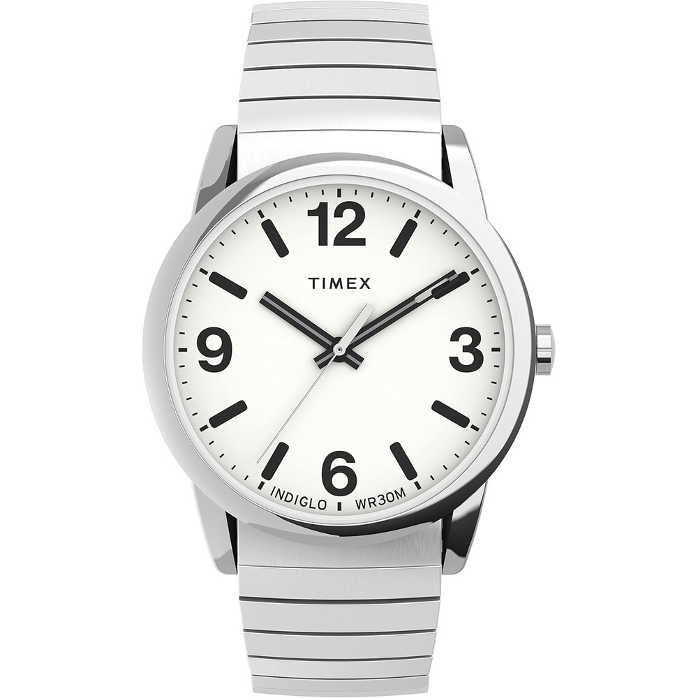 image:imageTimex Mens Easy Reader WatchSilverToneSilverToneWhiteB38mm