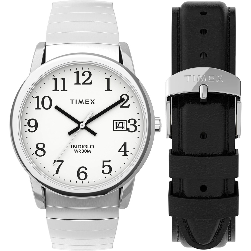 image:imageTimex Mens Easy Reader WatchSilverToneSilverToneWhiteD35mm