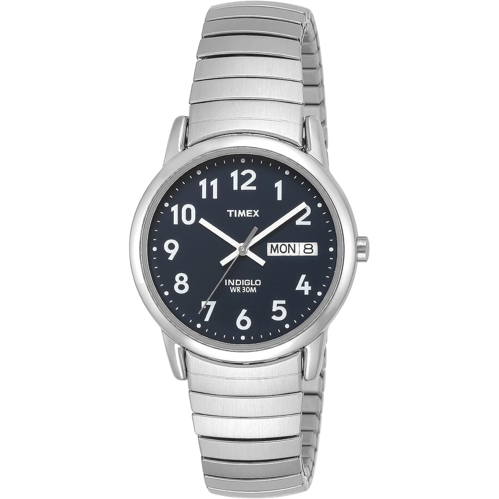 image:imageTimex Mens Easy Reader WatchStainless SteelSilverToneBlue35mm