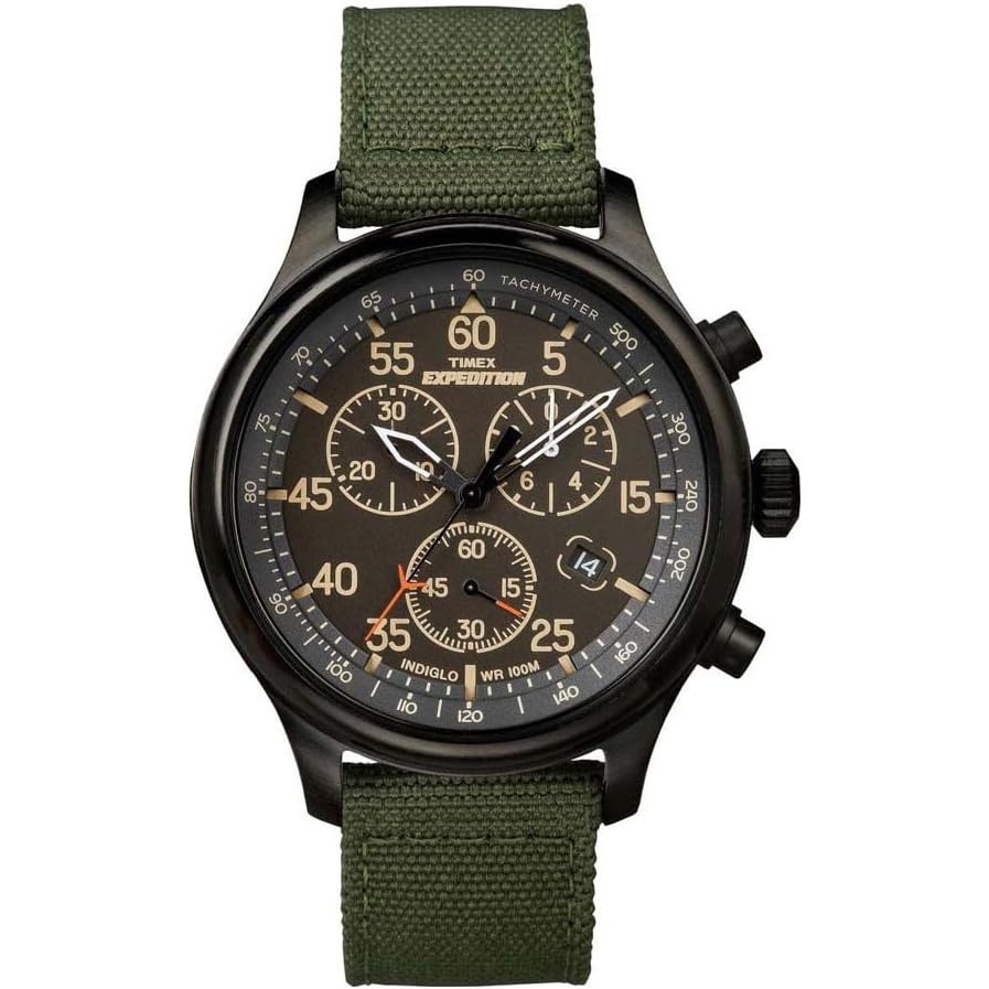 image:imageTimex Mens Expedition Field Chrono 43mm WatchBlackBlackGreen