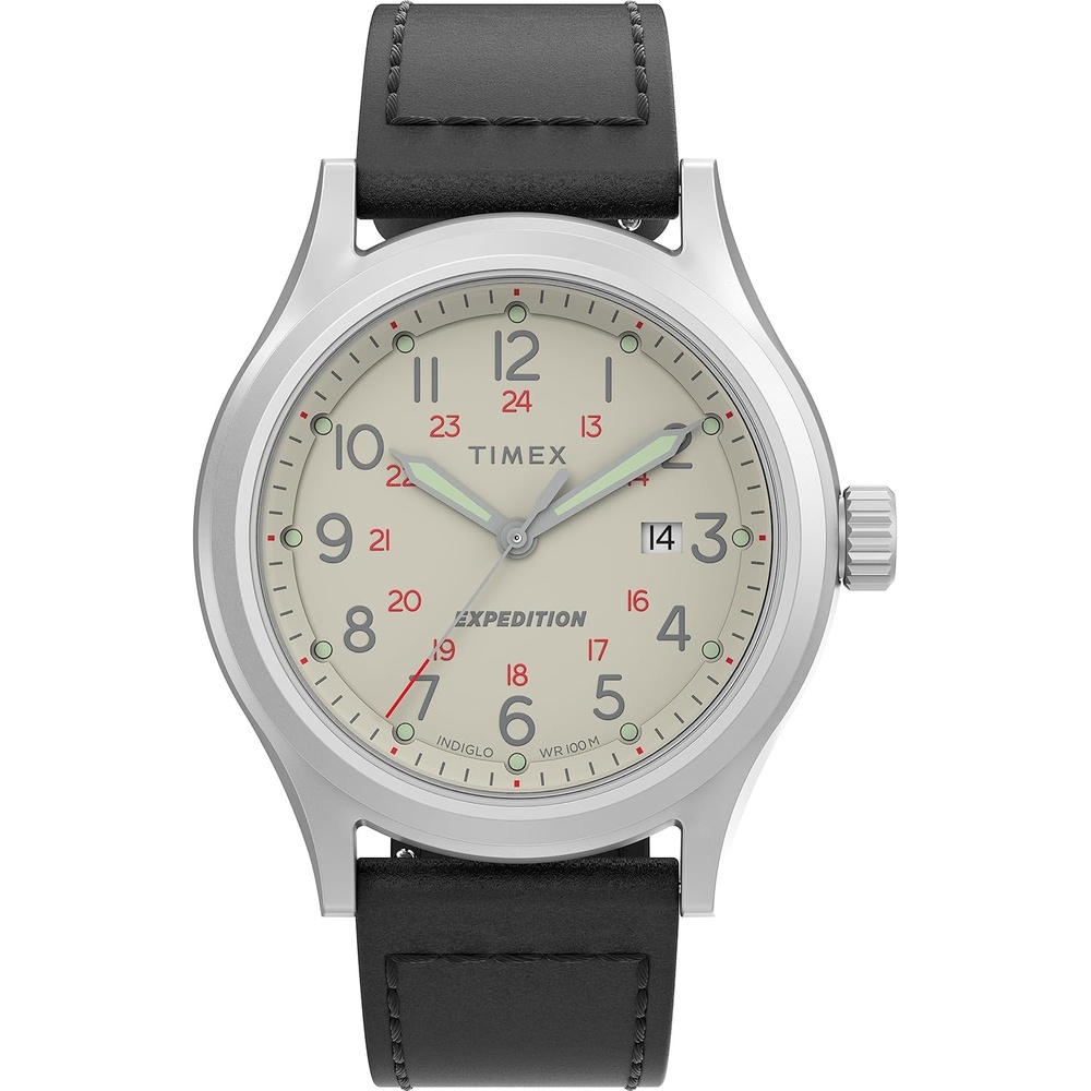 image:imageTimex Mens Expedition North Sierra 40mm Watch  Black Strap Green Dial SilverTone CaseBlackCreamStainless Steel