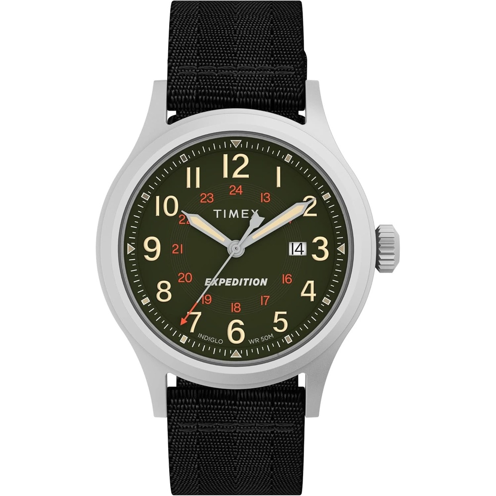 image:imageTimex Mens Expedition North Sierra 40mm Watch  Black Strap Green Dial SilverTone CaseBlackGreenSilverTone