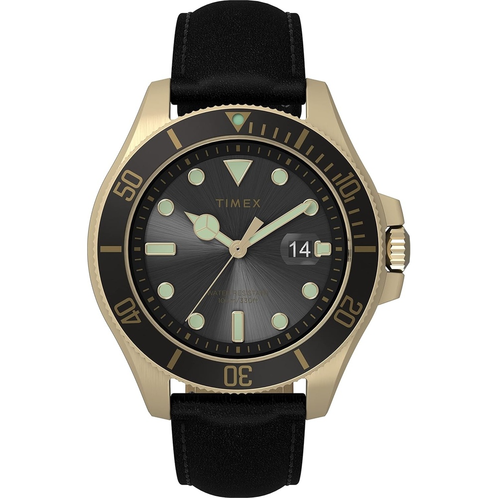 image:imageTimex Mens Harborside Coast 43mm Watch with SilverTone Case amp Stainless Steel BraceletBlackBlackGoldTone