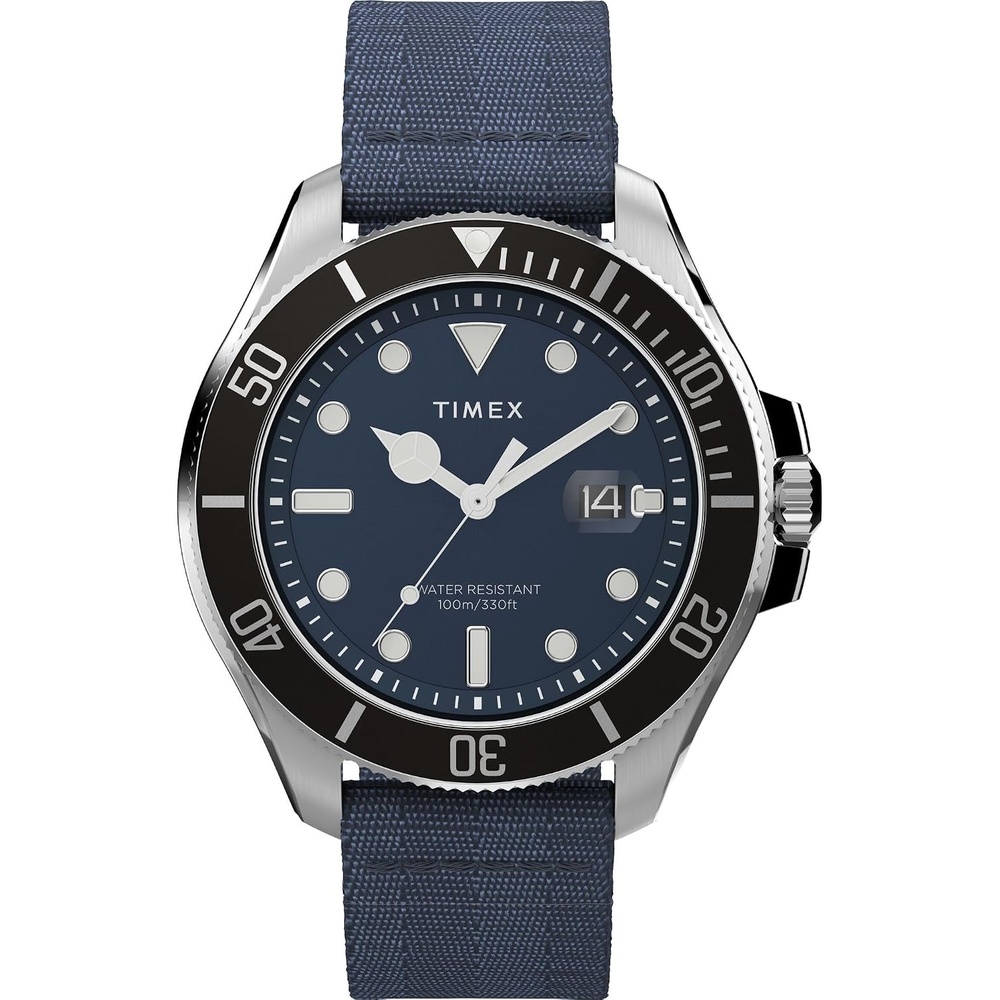 image:imageTimex Mens Harborside Coast 43mm Watch with SilverTone Case amp Stainless Steel BraceletBlueIP SteelBlue