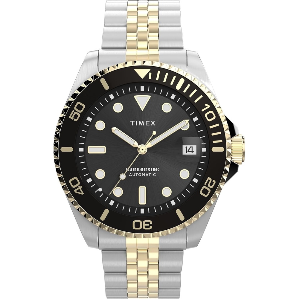 image:imageTimex Mens Harborside Coast Automatic 40mm WatchTwoToneTwoToneBlack