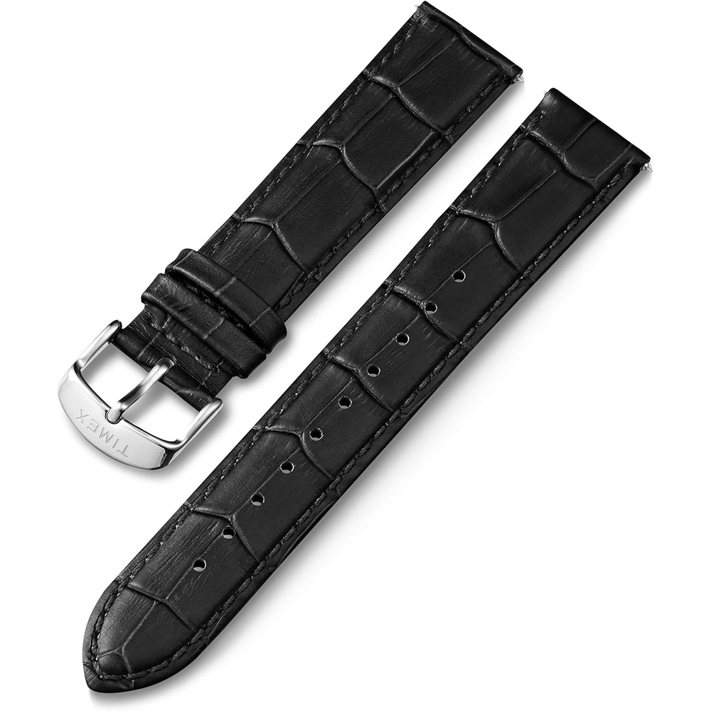 image:imageTimex Mens IQ Move 20mm QuickRelease Leather StrapBlack CrocoSilverTone